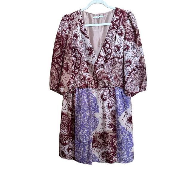 Tibi Surplice Dress Womens 12 Multicolor Paisley Floral Print Silk Cocktail - Picture 1 of 10